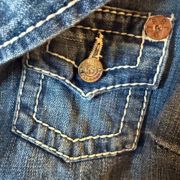 True Religion Jackie Big T Denim Jacket Size Medium - Picture 2 of 6